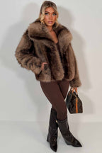 Faux Fur Coat Tan Colourway