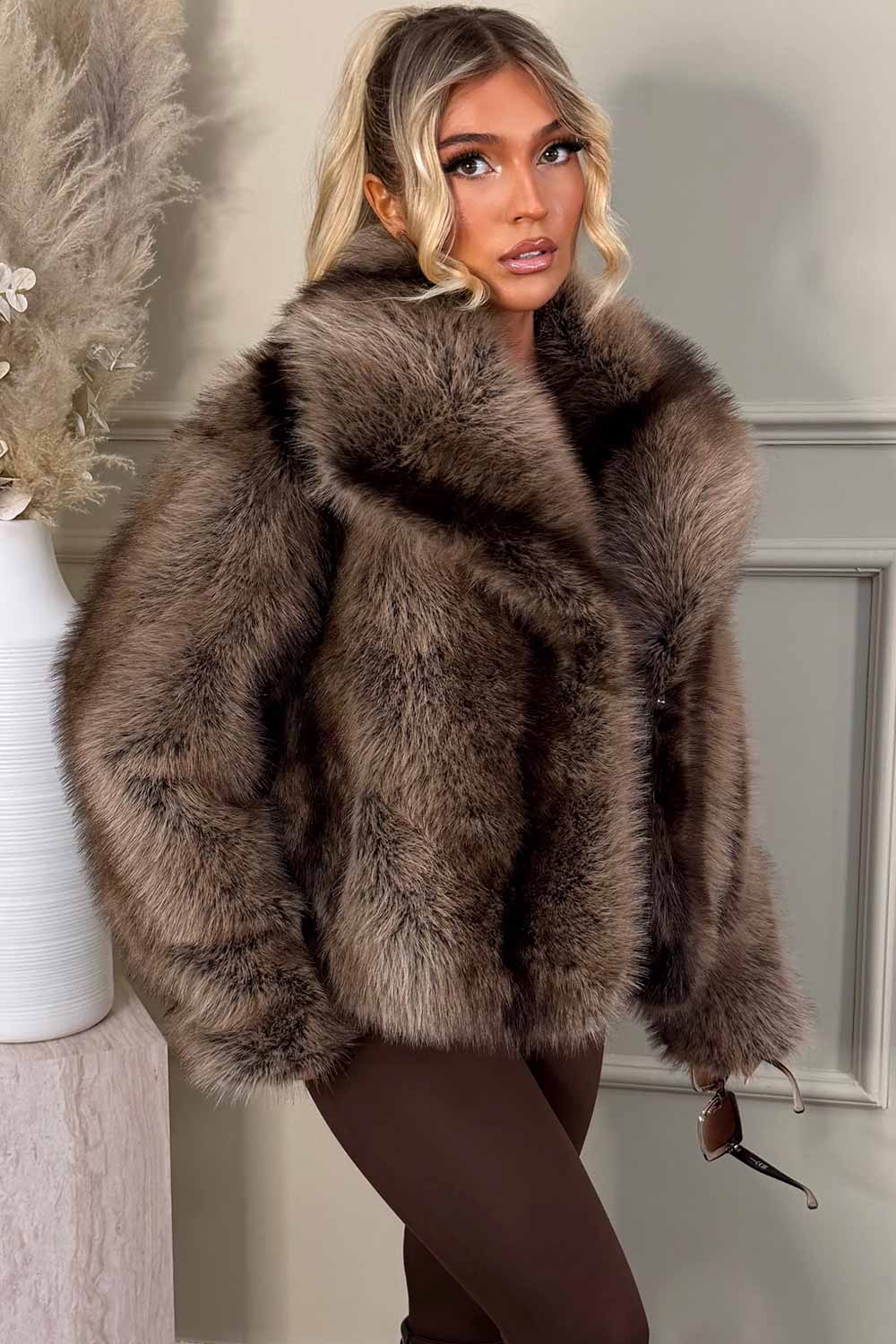 Faux Fur Coat Tan Colourway
