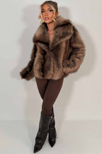 Faux Fur Coat Tan Colourway