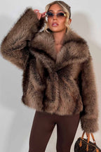 Faux Fur Coat Tan Colourway