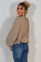 Funnel Neck Jacket Beige