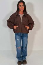 Funnel Neck Jacket Brown