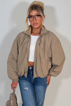 Funnel Neck Jacket Beige