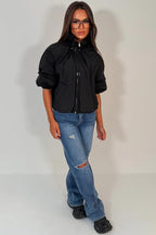 Black Funnel Neck Jacket