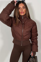 Cropped Puffer Jacket Brown