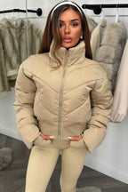 Cropped Puffer Jacket Mocha