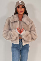 Faux Fur Jacket Beige