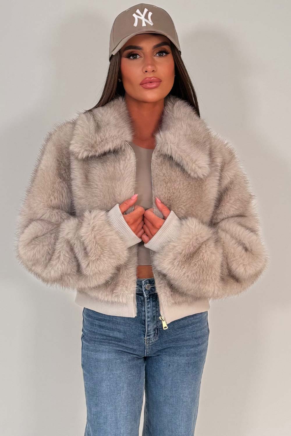 Faux Fur Jacket Beige