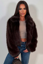 Faux Fur Jacket Brown