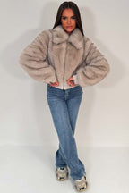 Faux Fur Jacket Beige