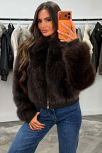 Faux Fur Jacket Brown